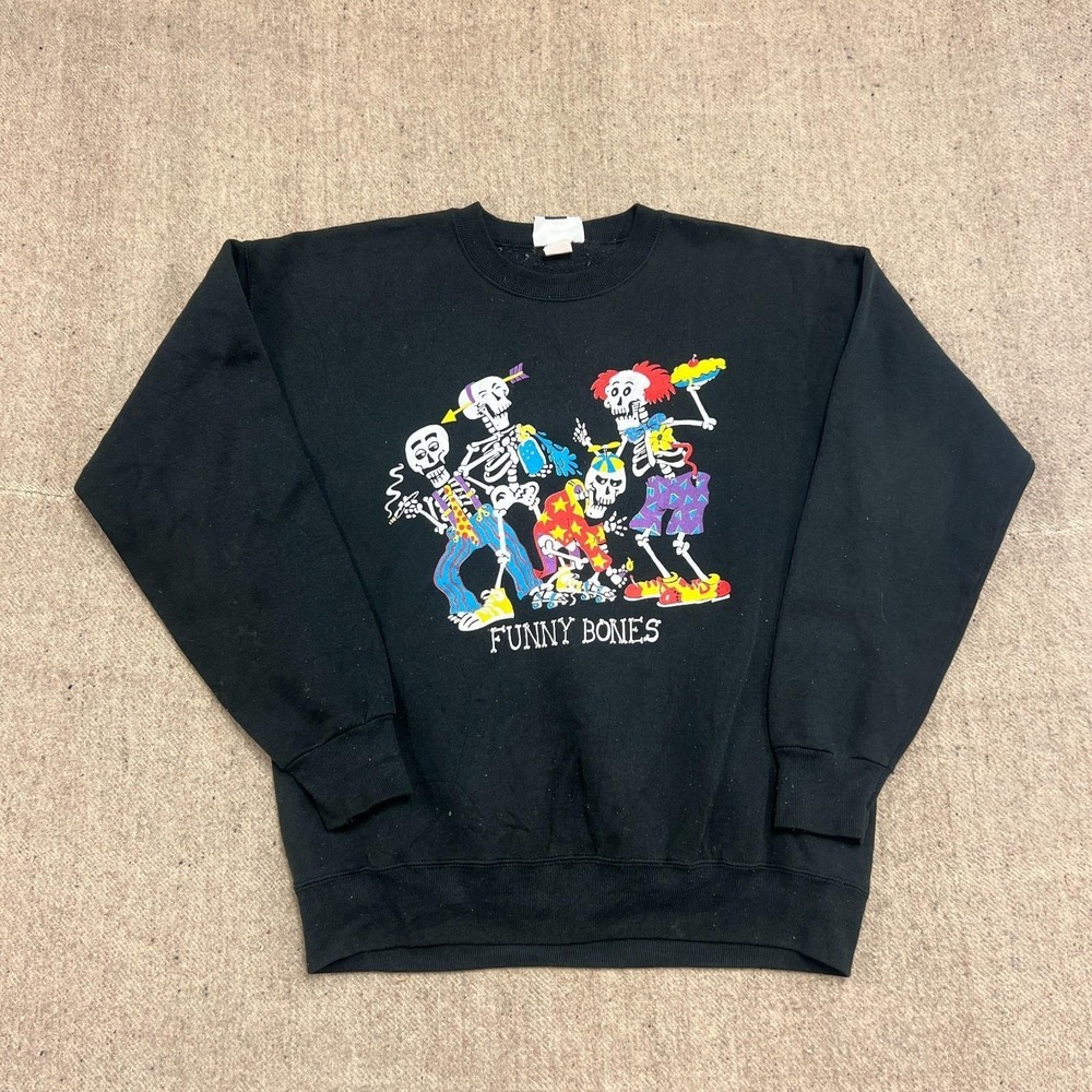 Vintage Funny Bones Sweatshirt Mens XL‎ Black 1990s